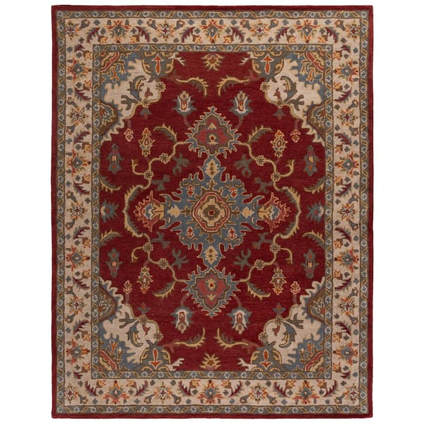 Antiquity 8 ft. x 10 ft. Red/Gray Traditional Medallion Area Rug