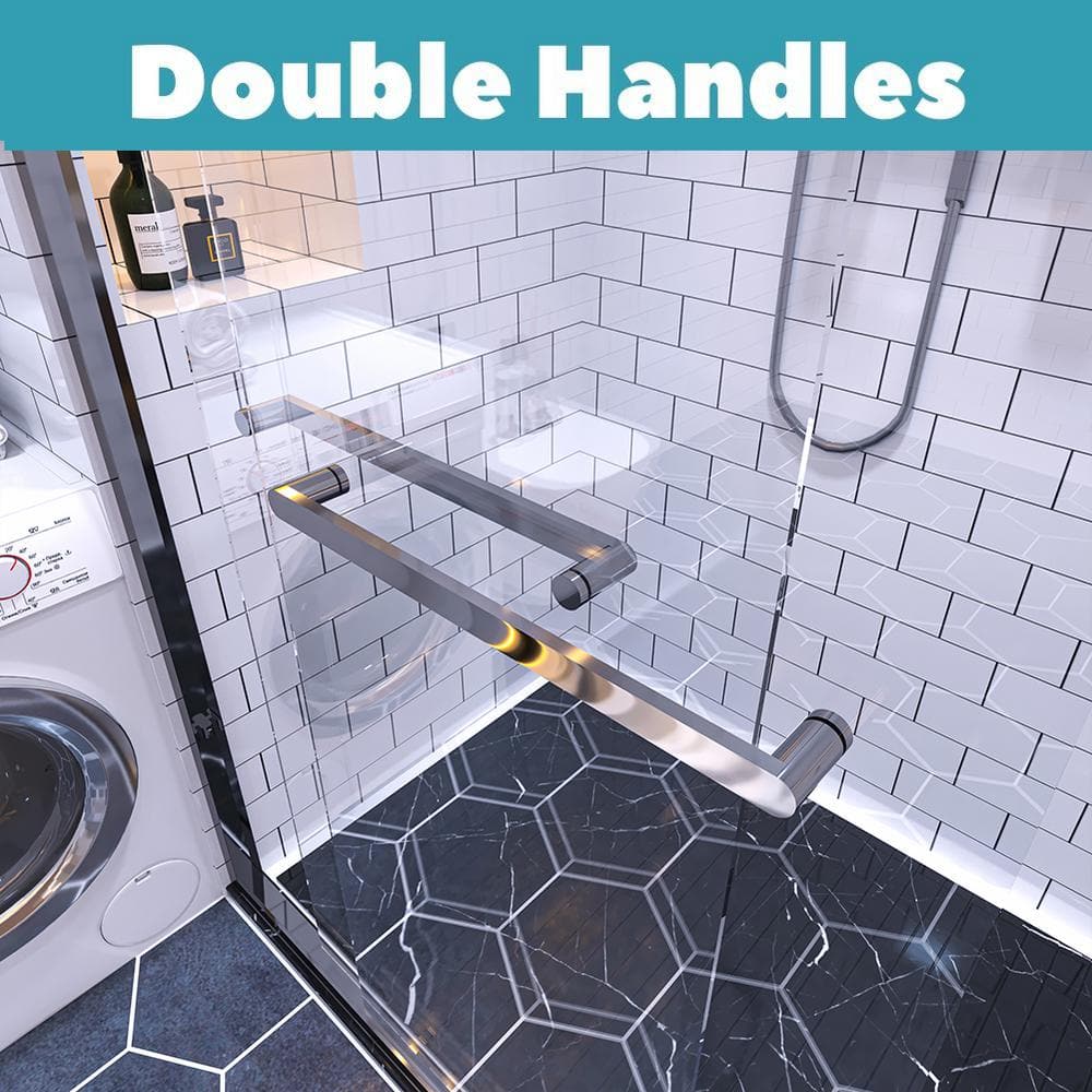 34''-35.5'' Black Aluminum Frameless Bi-Fold Shower Door