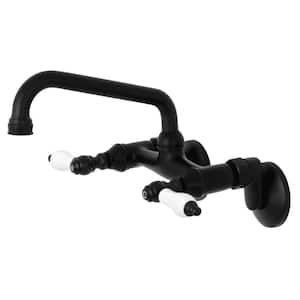 Kingston 2-Handle Wall-Mount Standard Kitchen Faucet in Matte Black