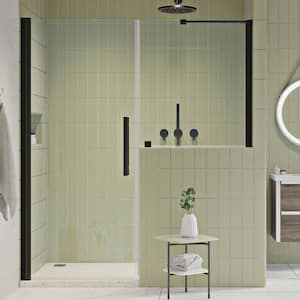 Pasadena 57-7/16 in. W x 72 in. H Pivot Frameless Shower Door in Oil Rubbed Bronze with Buttress Panel