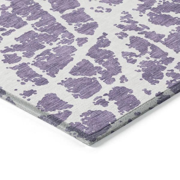Purple and White 2 ft. x 7 ft. Abstract Indoor / Outdoor Area Rug