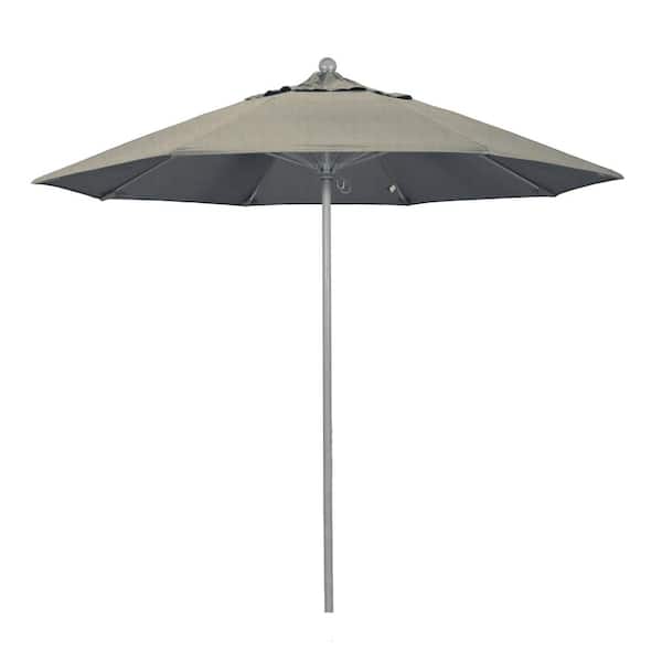 California Umbrella 9 ft. Gray Woodgrain Aluminum Commercial Market Patio Umbrella Fiberglass Ribs and Push Lift in Spectrum Dove Sunbrella