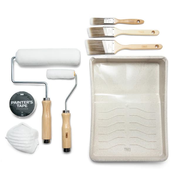 Paint Roller and Flat Paint Brush Kit (½ in., 1 in. & 2 in.) with Tray and Painter’s Tape