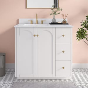 Anabelle 36 in. Single Sink Soft Grey Bath Vanity with Engineered Marble Carrara Marble Top (Assembled)