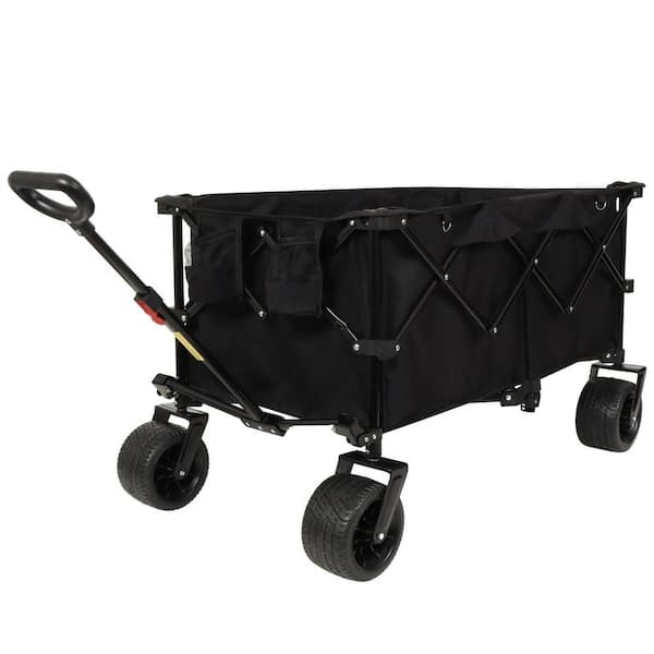 6.7 cu. ft. Steel Garden Cart with Adjustable Handle & Cup Holders in Black