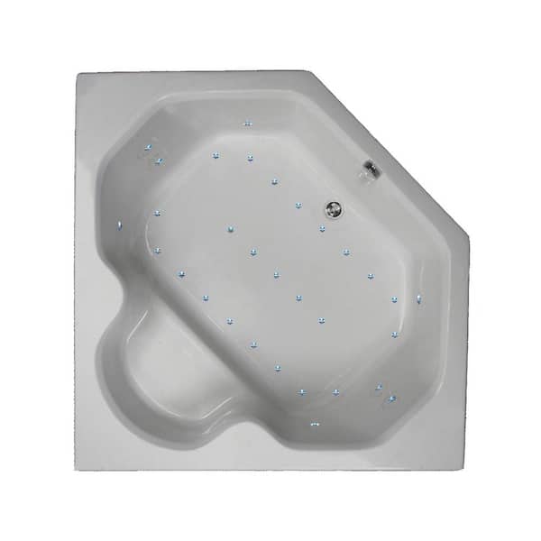 Comfortflo 60 in. x 60 in. Acrylic Corner Drop-in Air Bathtub with Center Drain in Biscuit
