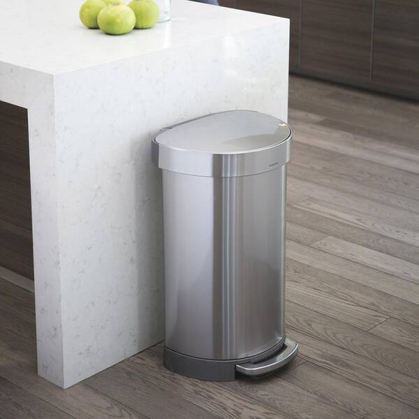 simplehuman 60L Semi-Round Liner Rim Step Kitchen Trash Can