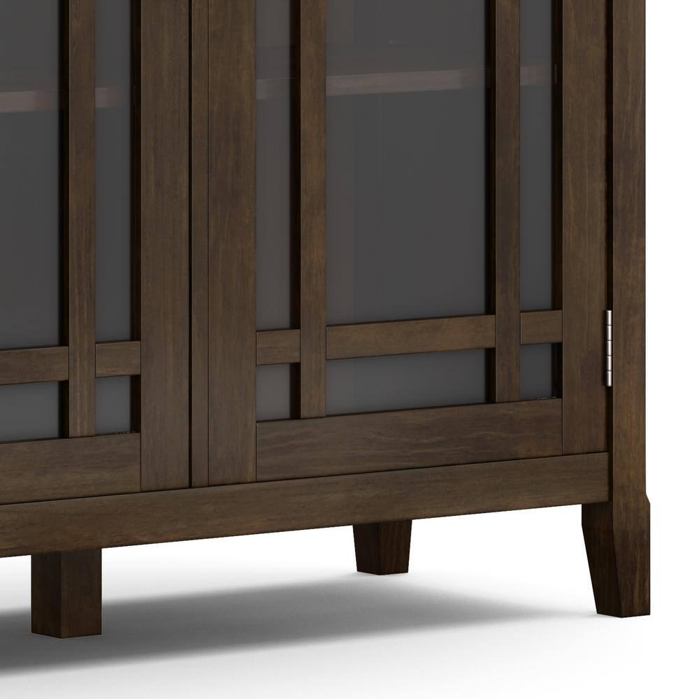 Bedford Dark Tobacco Brown Solid Wood Storage Cabinet with Glass Doors