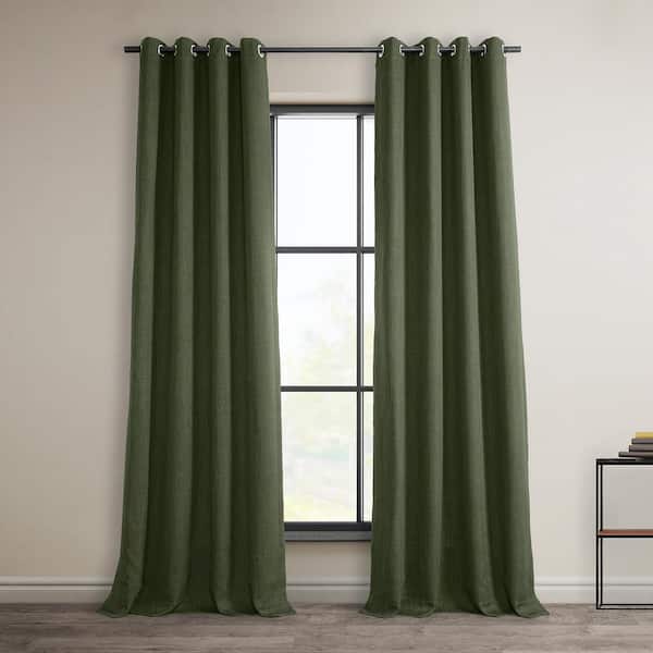 Exclusive Fabrics & Furnishings Tuscany Green Faux Linen Grommet Room Darkening Curtain - 50 in. W x 96 in. L (1 Panel)