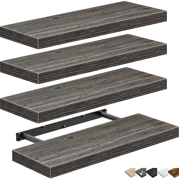 Grey 15.7 in. W x 6.7 in. D Floating Shelves for Wall Bathroom Shelf s, Decorative Wall Shelf (Set of 4)