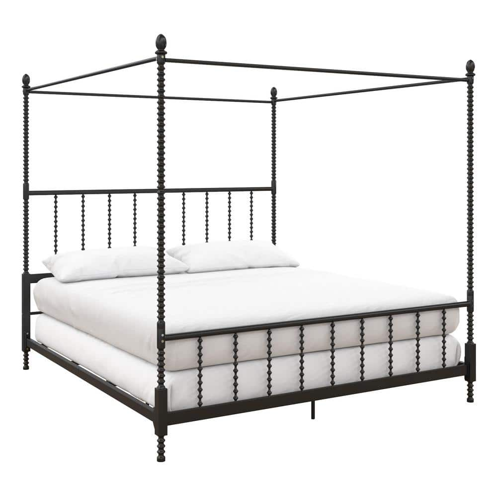 Dhp Emerson Black Metal Canopy King Size Frame Bed De47581 The Home Depot