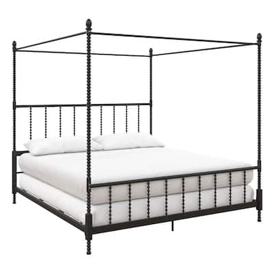 Emerson Black Metal Canopy King Size Frame Bed