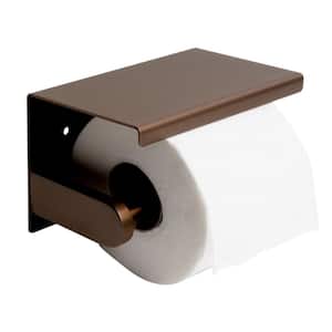 Wall Mounted Toilet Paper Holder with Shelf in Brushed Copper