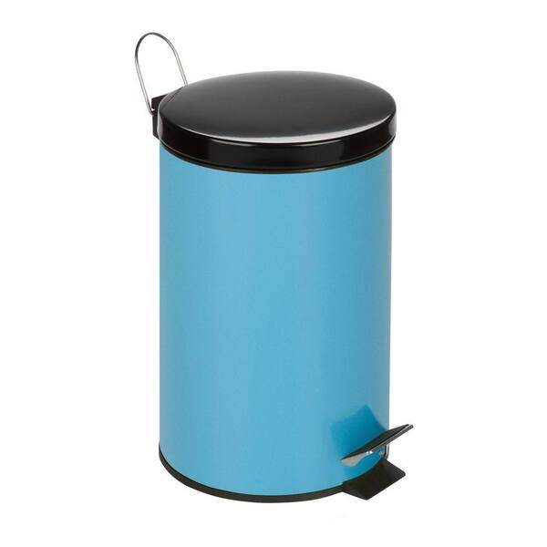 Honey-Can-Do 3 Gal. Blue Round Metal Step-On Touchless Trash Can