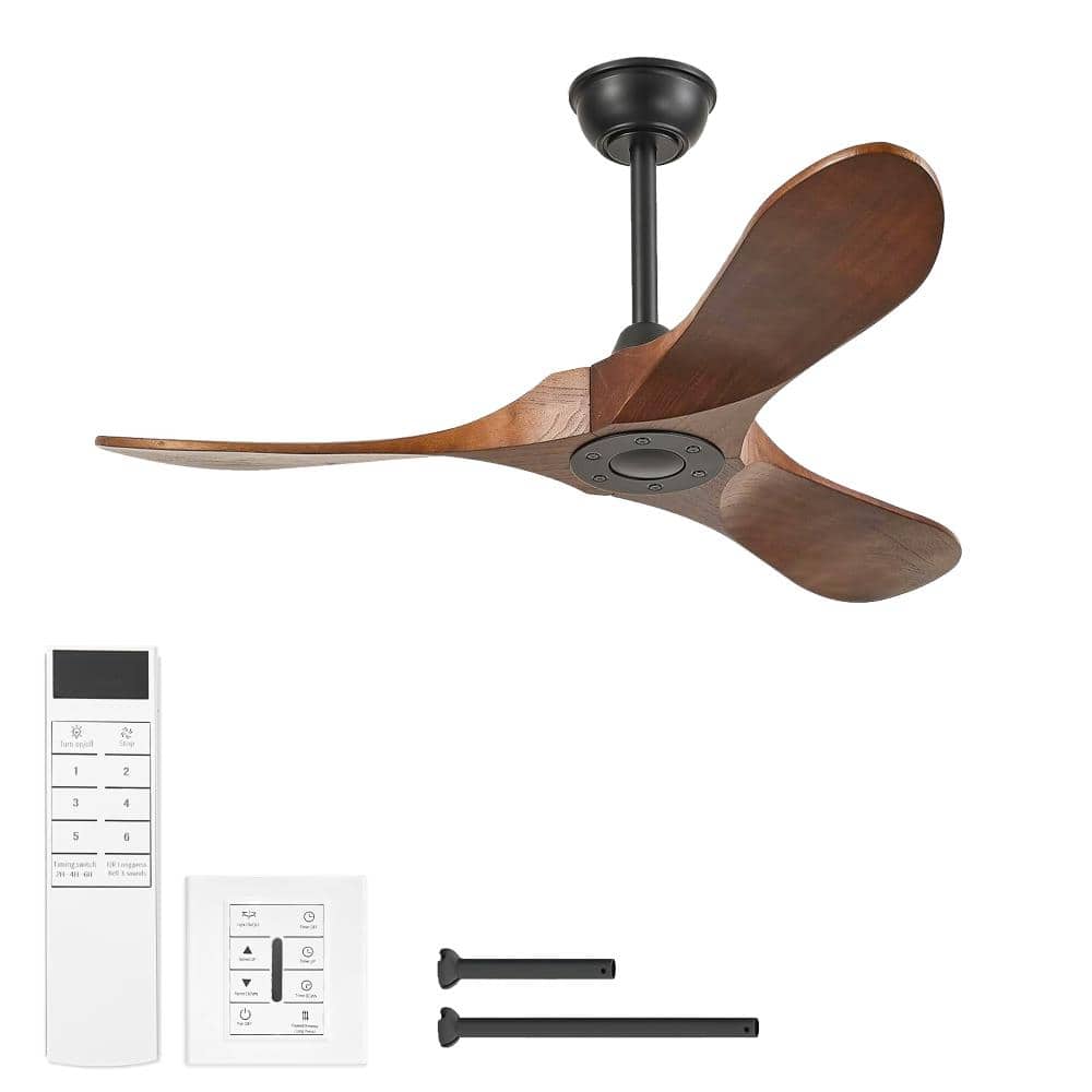 42 in. Walnut Indoor Solid Wood Ceiling Fan without Light, Wall Switch and Remote Control, 6 Speed, Black price history on PriceWatchPro