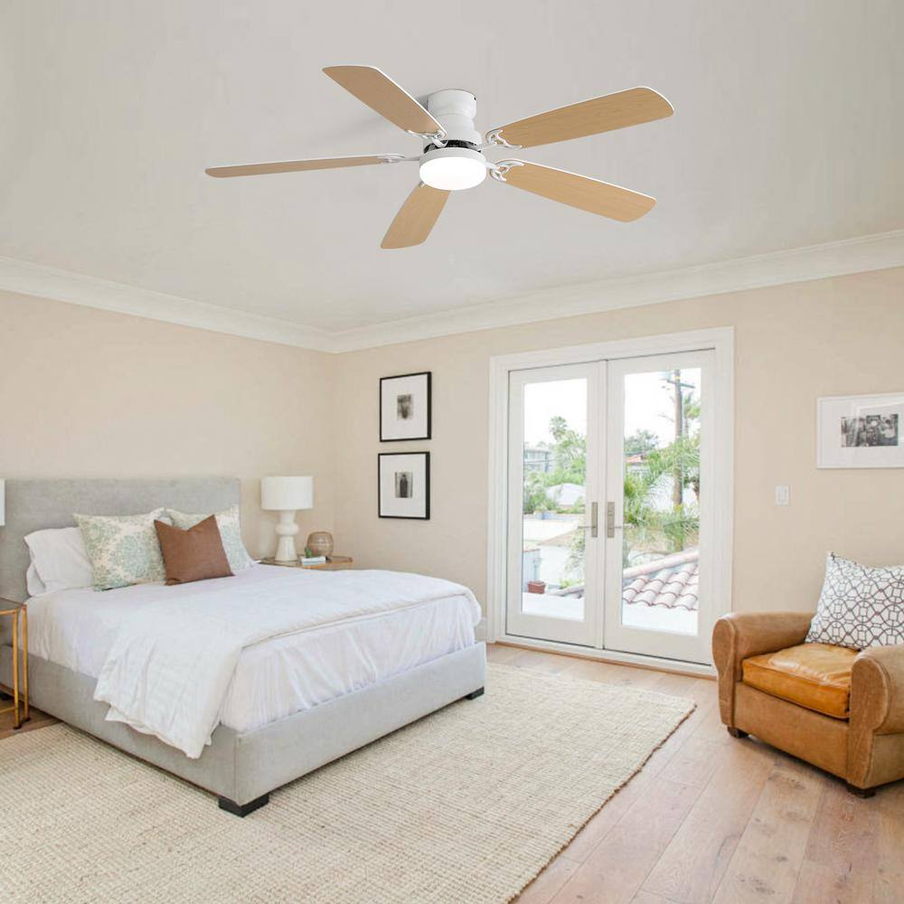 White 52-Inch Ceiling Fan with LED Light and Remote