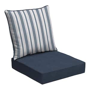 24 in. x 24 in. Oceantex Outdoor Deep Seating Outdoor Lounge Cushion Set Ocean Blue Stripe