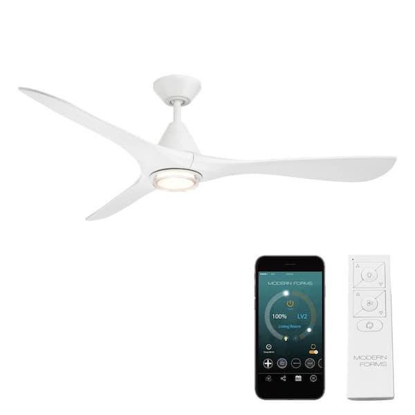 Carve 60 in. Smart Indoor/Outdoor Matte White Standard Ceiling Fan Selectable CCT Integrated LED and Remote