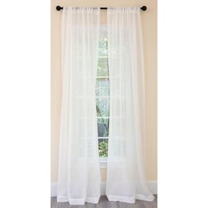 White Buffalo Check Rod Pocket Sheer Curtain - 52 in. W x 120 in. L