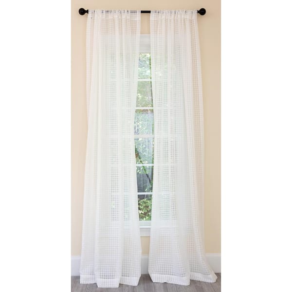 Manor Luxe White Buffalo Check Rod Pocket Sheer Curtain - 52 in. W