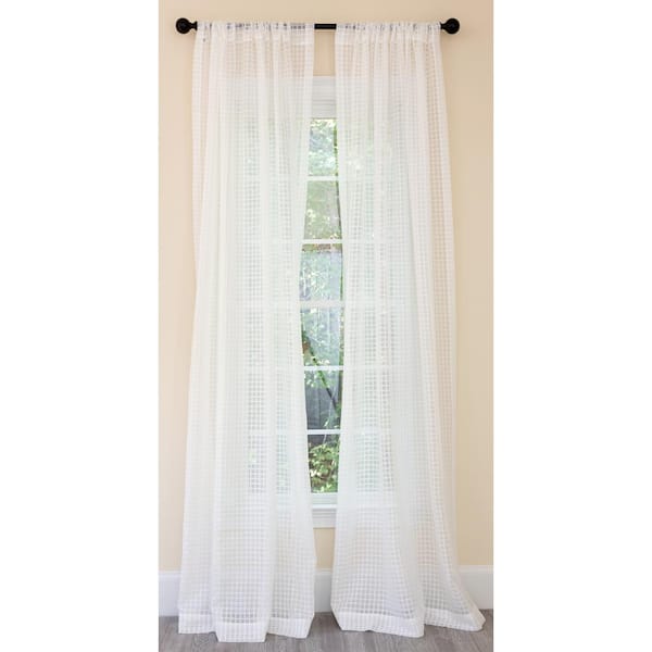 Manor Luxe White Buffalo Check Rod Pocket Sheer Curtain - 52 in. W x 84 in. L