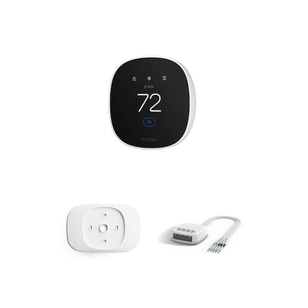 Smart Thermostat Essential Learning Programmable Thermostat, Trim Plate and Power Extender Kit C-Wire Adapter Combo