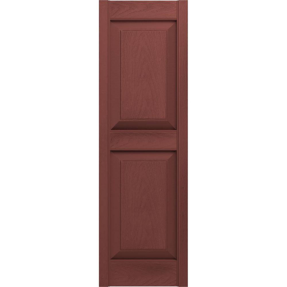 Burgundy Red Vinyl Raised Panel Exterior Shutters, 14.75" x 31"