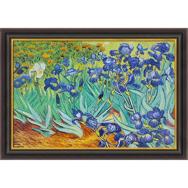 LA PASTICHE Irises by Vincent Van Gogh Opulent Framed Abstract Oil Painting Art Print 30 in. x 42 in.