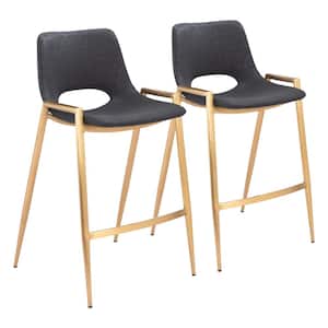 Desi 25.6 in. Open Back Plywood Frame Counter Stool with Faux Leather Seat - (Set of 2)