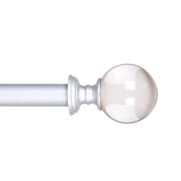 Lavish Home 48 in. - 86 in. Telescoping 3/4 in. Single Curtain Rod in Silver with Crystal Ball Finial