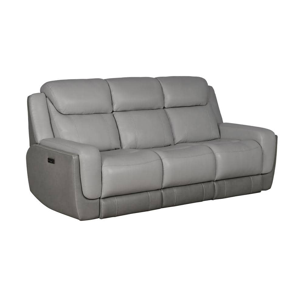 Rosalyn 87" Gray Faux Leather Reclining Sofa with Cup Holders