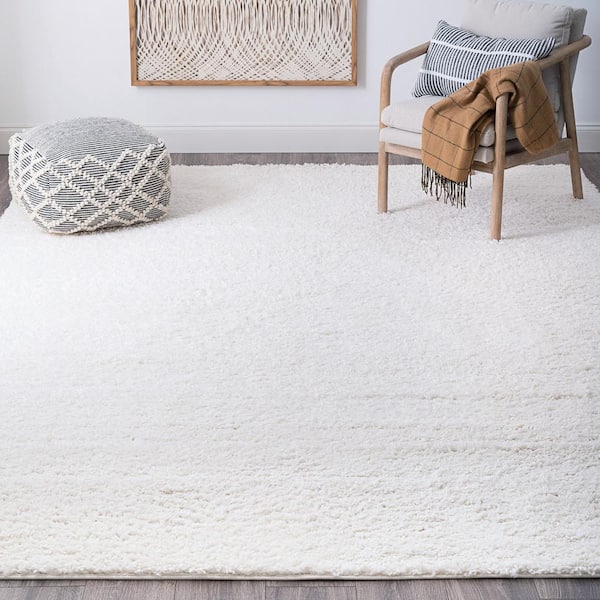 Soho Shag Solid Color White 8 ft. x 10 ft. Indoor Area Rug