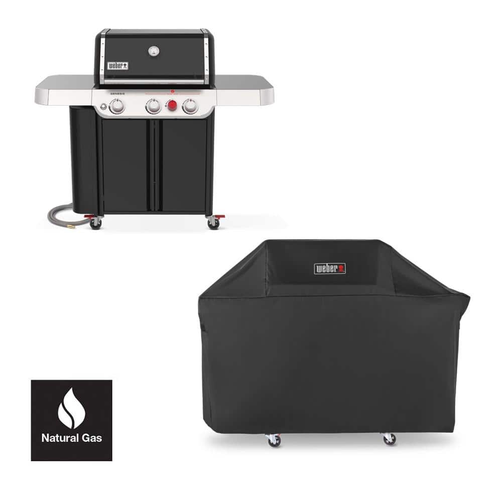 Genesis E-330 3-Burner Natural Gas Grill in Black with Grill Cover -  Weber, 1500721