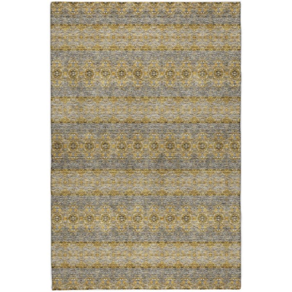 Dream Shag Premium Machine Washable Abstract ADS615 Gold 10 ft. x 14 ft. Area Rug