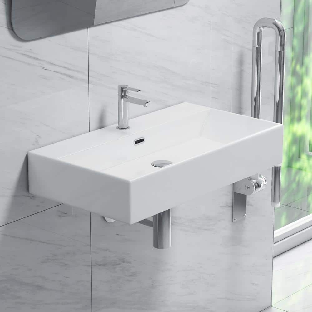 Turner 30" White Ceramic Wall-Mount Rectangular Sink