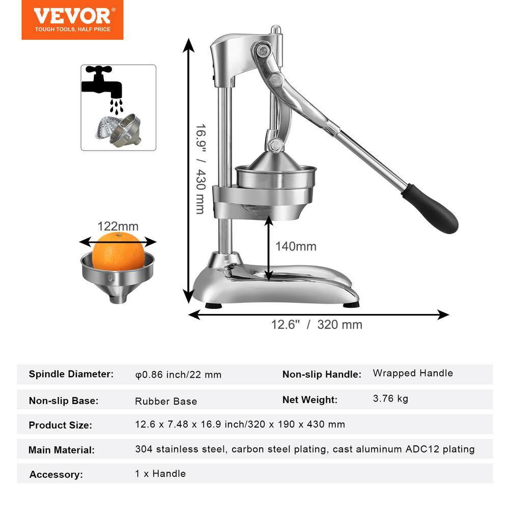 Stainless Steel Manual Citrus Juicer with Ergonomic Handle