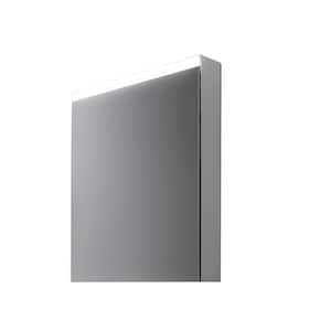 20 in. W x 30 in. H Rectangular Gray Aluminum Recessed/Surface Mount Medicine Cabinet with Mirror and LED Light