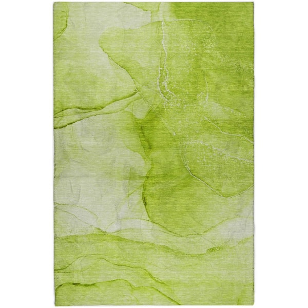 Dream Shag Premium Machine Washable Abstract ADS507 Green 10 ft. x 14 ft. Area Rug