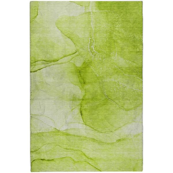Dream Shag Premium Machine Washable Abstract ADS507 Green 9 ft. x 12 ft. Area Rug