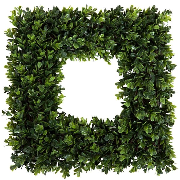 16.5 in. Artificial Square Boxwood Wreath