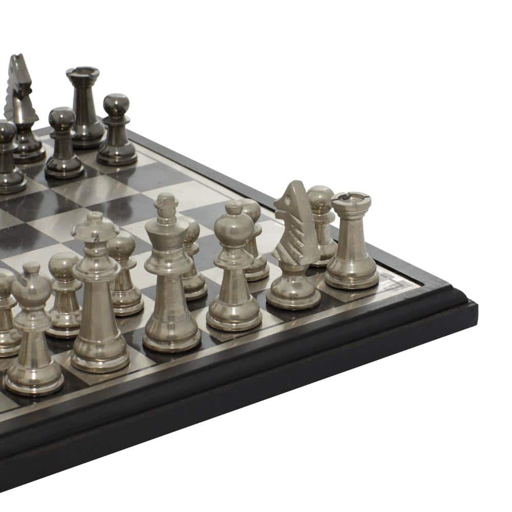 Black and Silver Aluminum Chess Set with Square Board