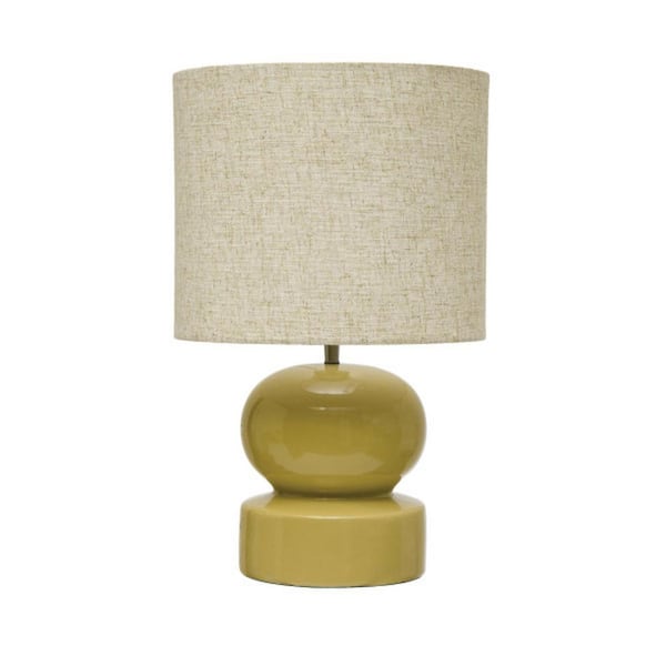 Storied Home 18.75 in. Sand Finish Table Lamp with Green Linen Shade