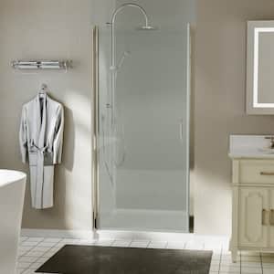36-37 3/8 in. W x 72 in. H Pivot Semi-Frameless Shower Door in Nickel Swing Corner Shower Panel with Clear Glass, Handle