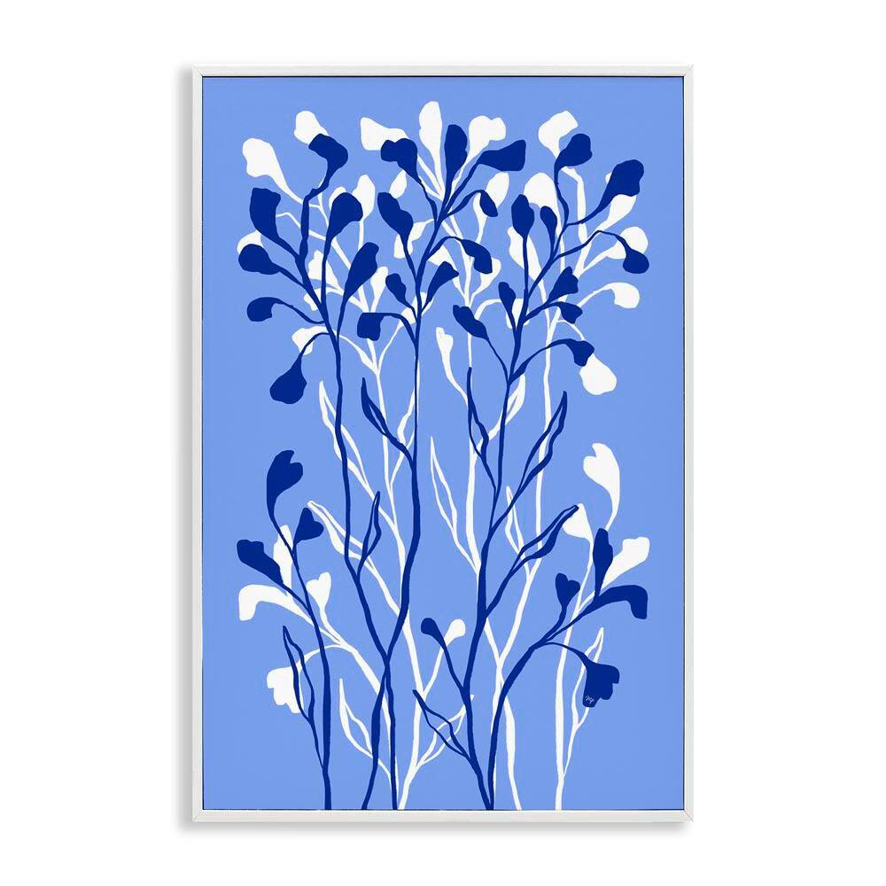 Blue Intertwining Sprigs by Martina Pavlova White Framed Nature Giclee Art Print 24 in. x 16 in. price history on PriceWatchPro