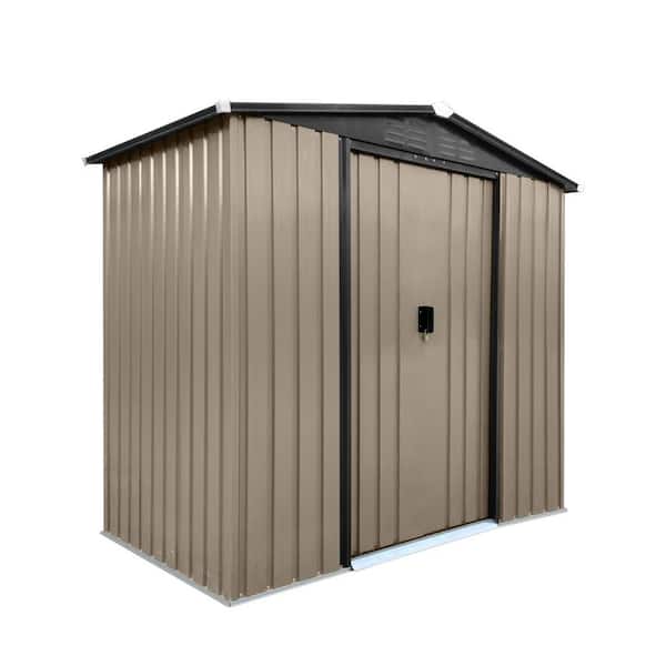 6 ft. x 4 ft. Outdoor Metal Storage Shed with Apex Roof and Sliding Doors (24 sq. ft.)
