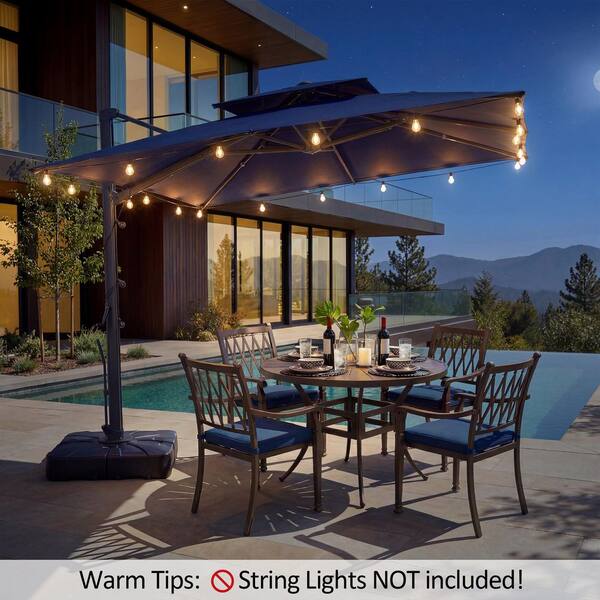 Clihome 10 ft. x 13 ft. Double Top Cantilever Patio Umbrella in