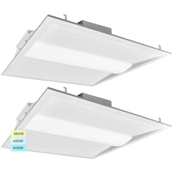 LUXRITE 2 ft. x 2 ft. 2500/3750/5000 Lumens Integrated LED Panel Light 3 Color Options 3500K/4000K/5000K Dimmable (2-Pack)