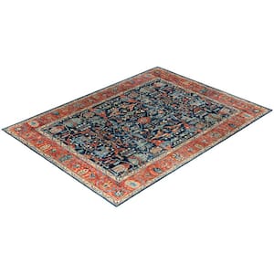 Serapi Blue 9 ft. x 12 ft. Tribal Wool Indoor Area Rug