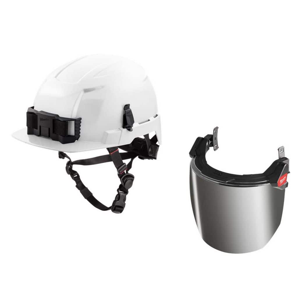 BOLT White Type 2 Class E Front Brim Non-Vented Safety Helmet W/ BOLT Mirrored Dual Coat Lens Full Face Shield price history on PriceWatchPro