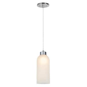 1-Light Chrome Mini Pendant with Frosted Glass Shade